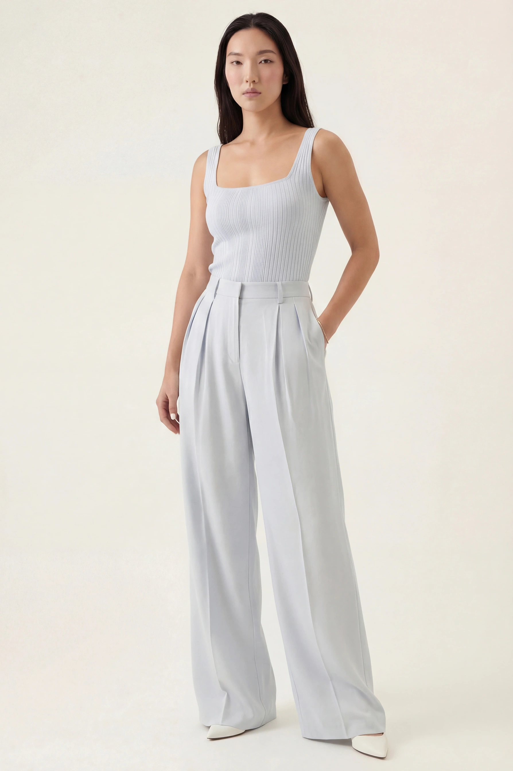 Full-length on-model image produced with Dazzl