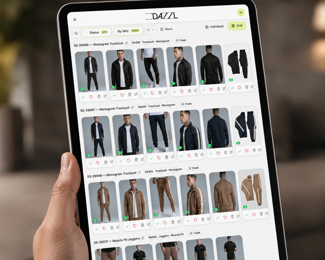 SikSilk catalog images organized in the Dazzl workflow